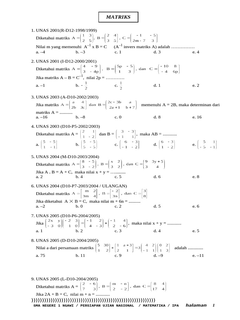 Matriks | PDF | Metode & Bahan Ajar | Sains & Matematika
