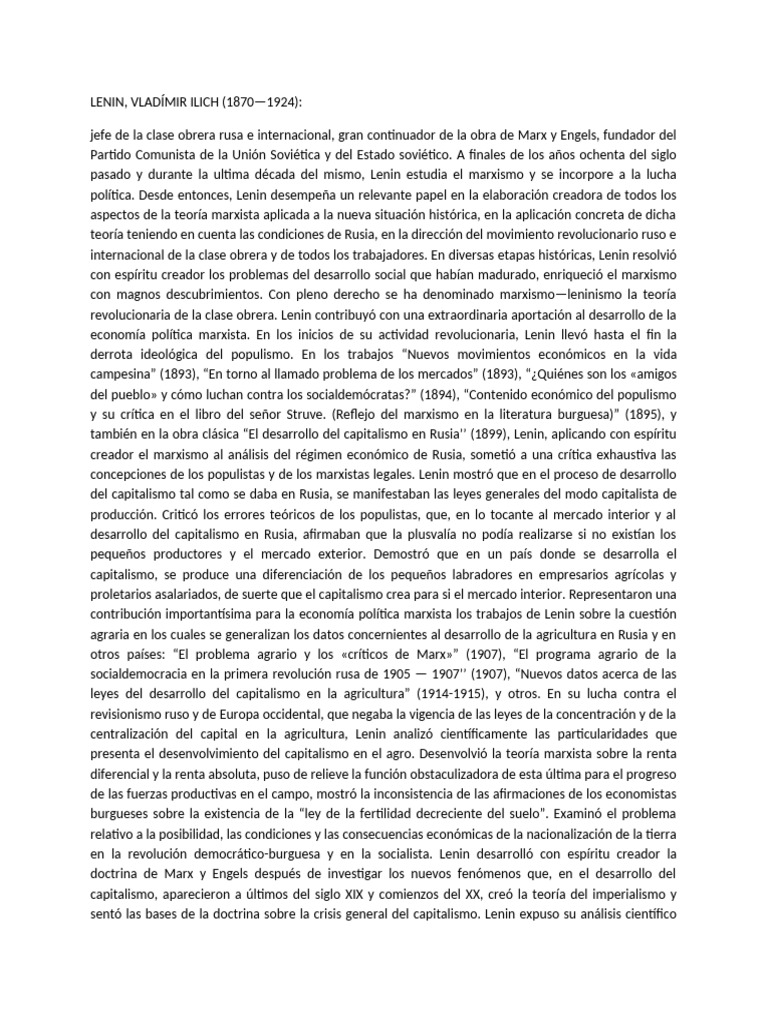 LENIN | PDF | marxismo | Vladimir Lenin