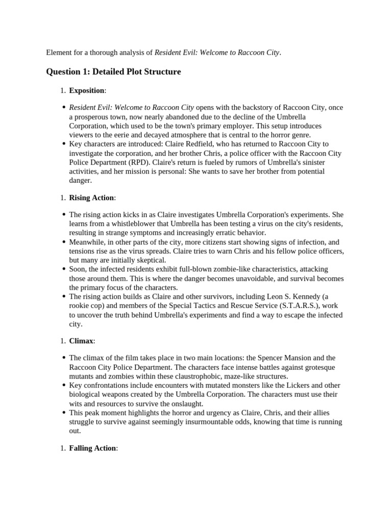 Raccoon City: Plot and Themes Analysis | PDF | Resident Evil | Horror ...