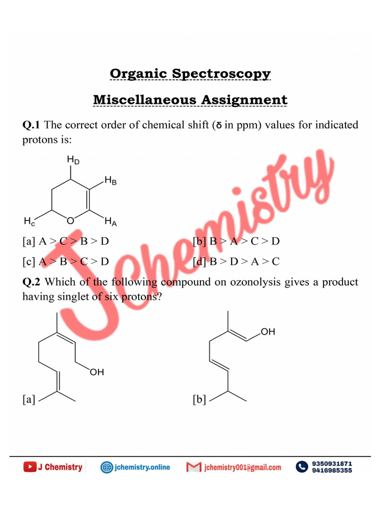 Organic Spectroscopy Miscellaneous Assignment | PDF