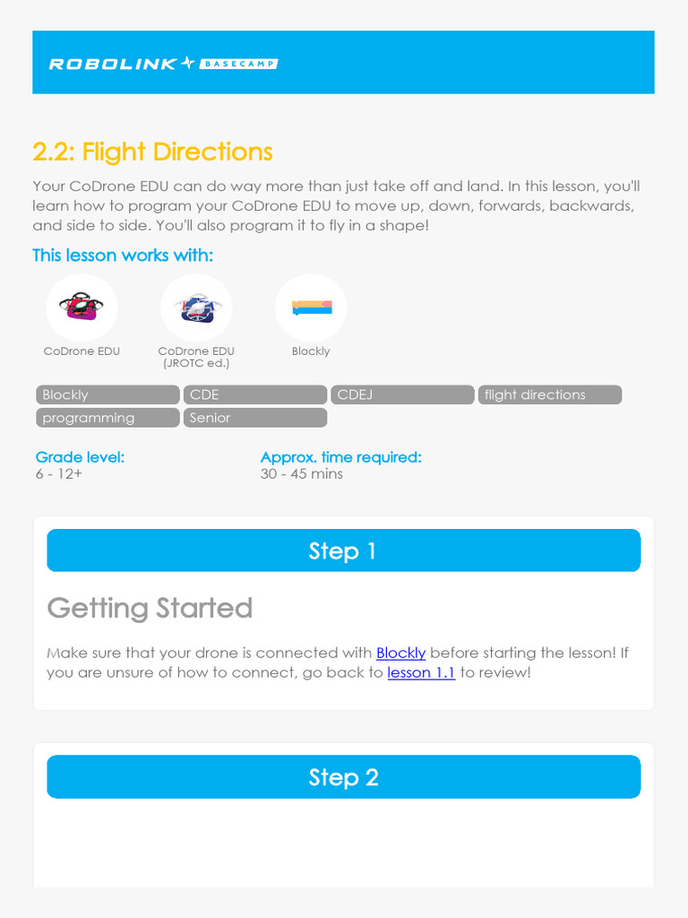 CoDrone EDU Flight Directions Guide | PDF | Aerospace Engineering ...