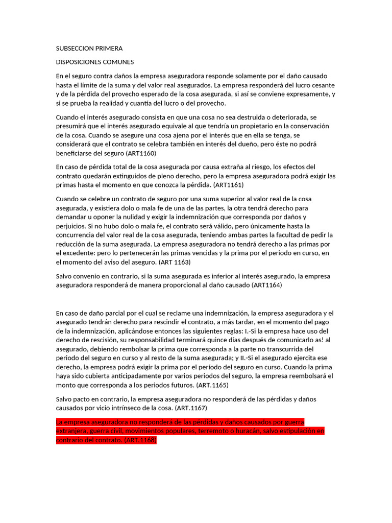 Subseccion Primera, Mercantil Ii | PDF | Póliza de seguros | Seguro