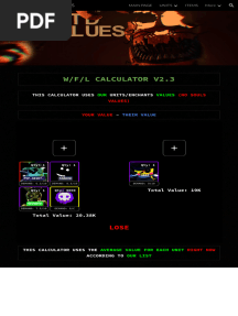 Fnaftd Values - Value WFL Calculator