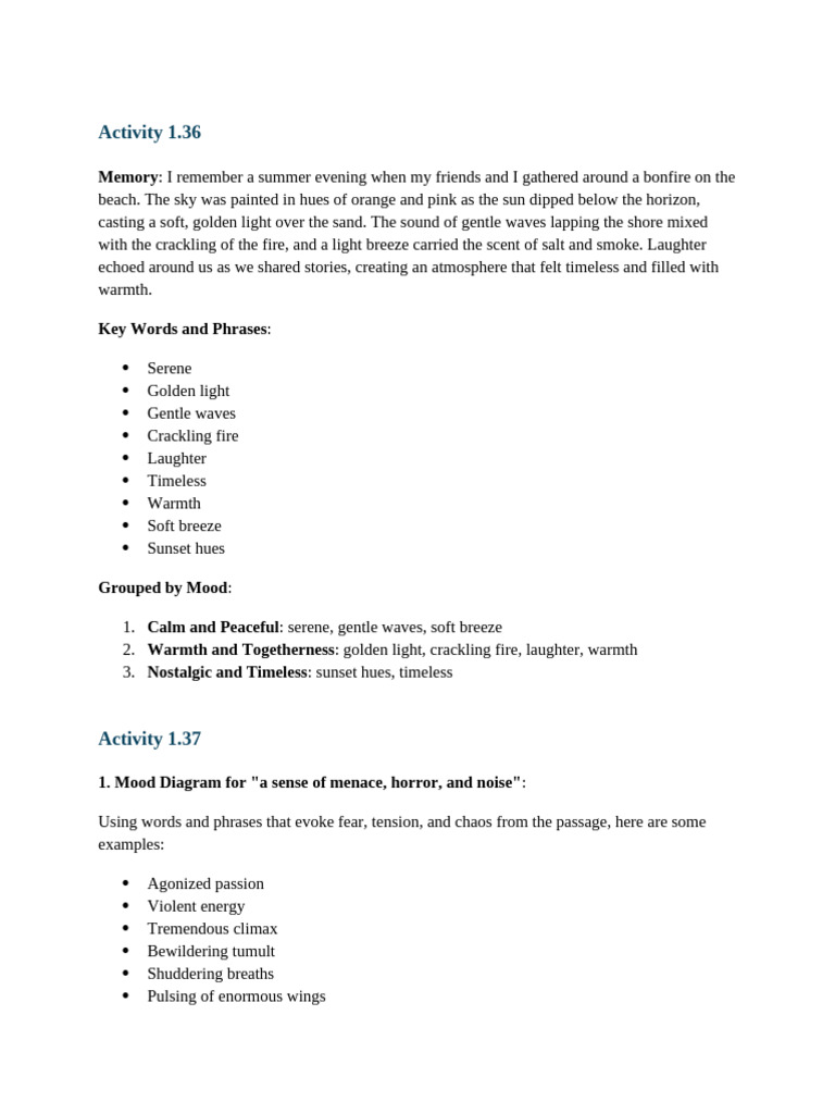 Evocative Mood Descriptions in Writing | PDF