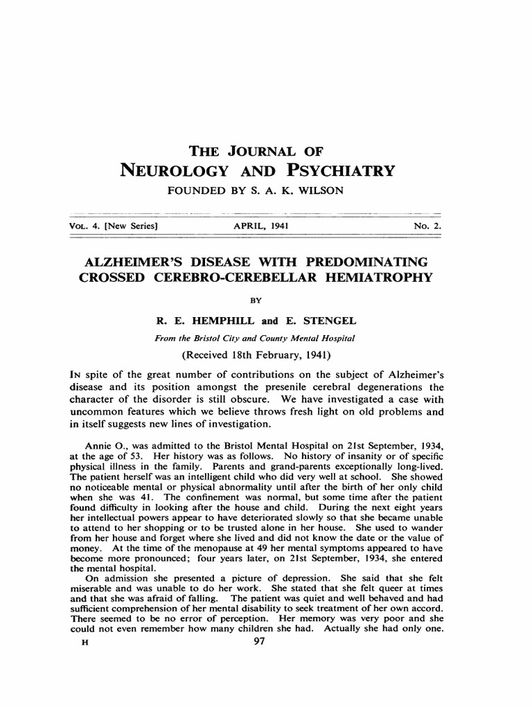 ALZHEIMER'S DISEASE WITH PREDOMINATING CROSSED CEREBRO ...