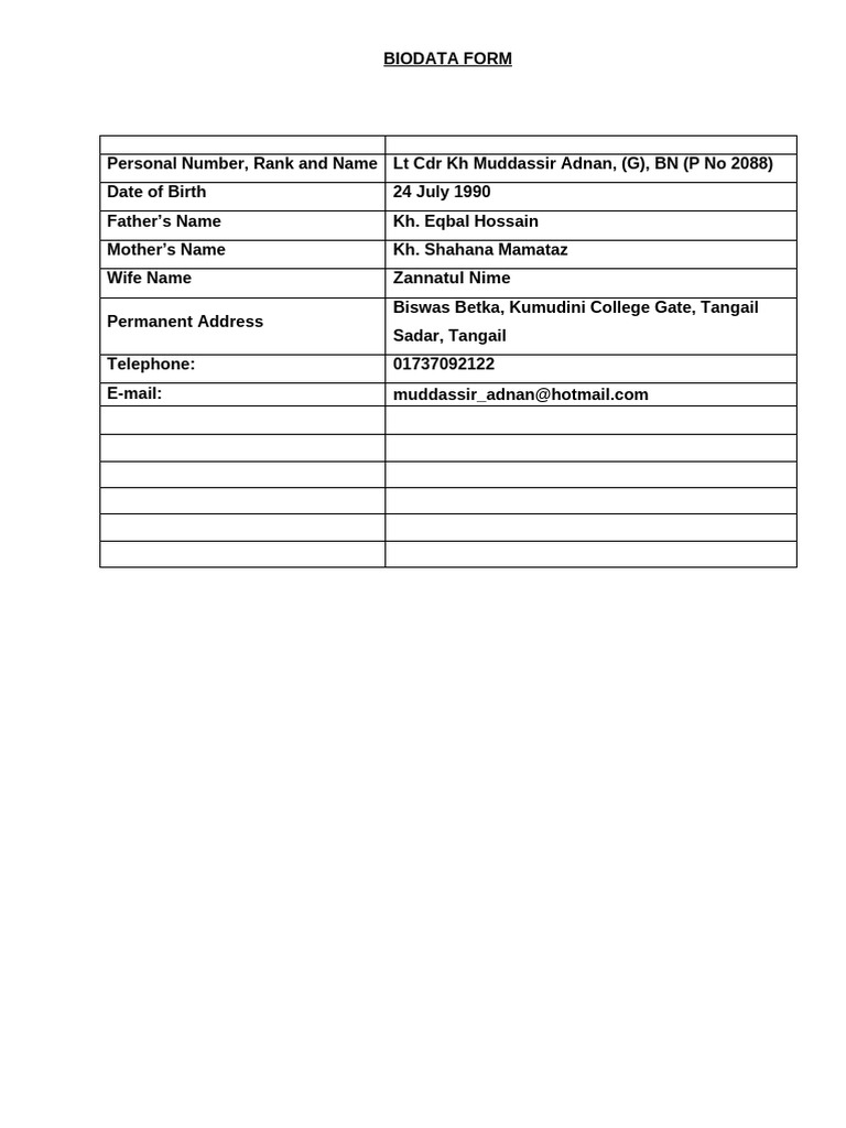 AFD Bio Data | PDF