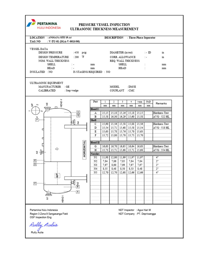 Pressure Vessel Inspection Ultrasonic Thickness Measurement | PDF ...