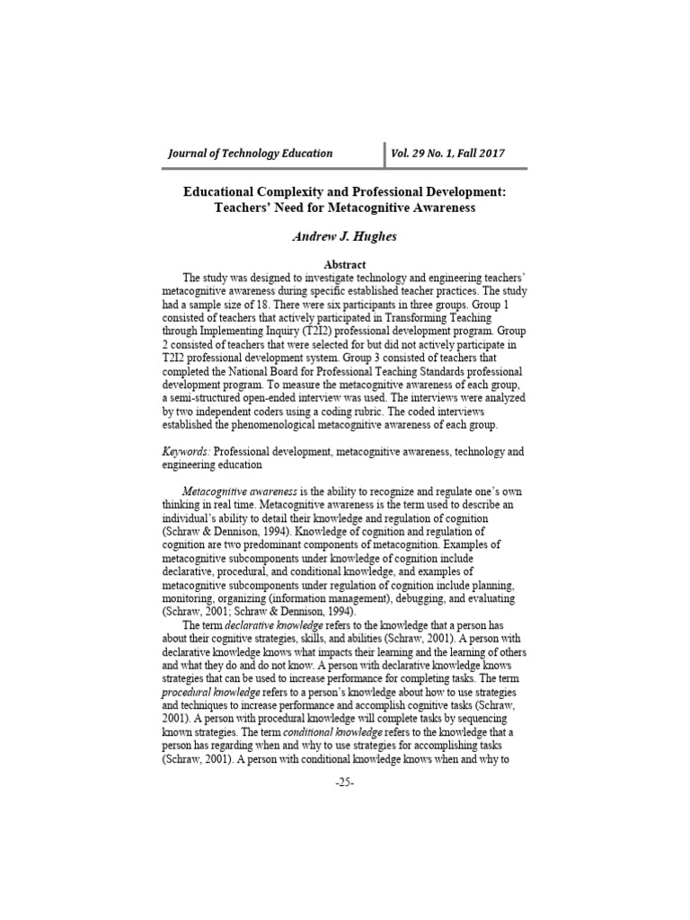 Metacognitive Awareness in Teacher PD | PDF | Metacognition | Knowledge