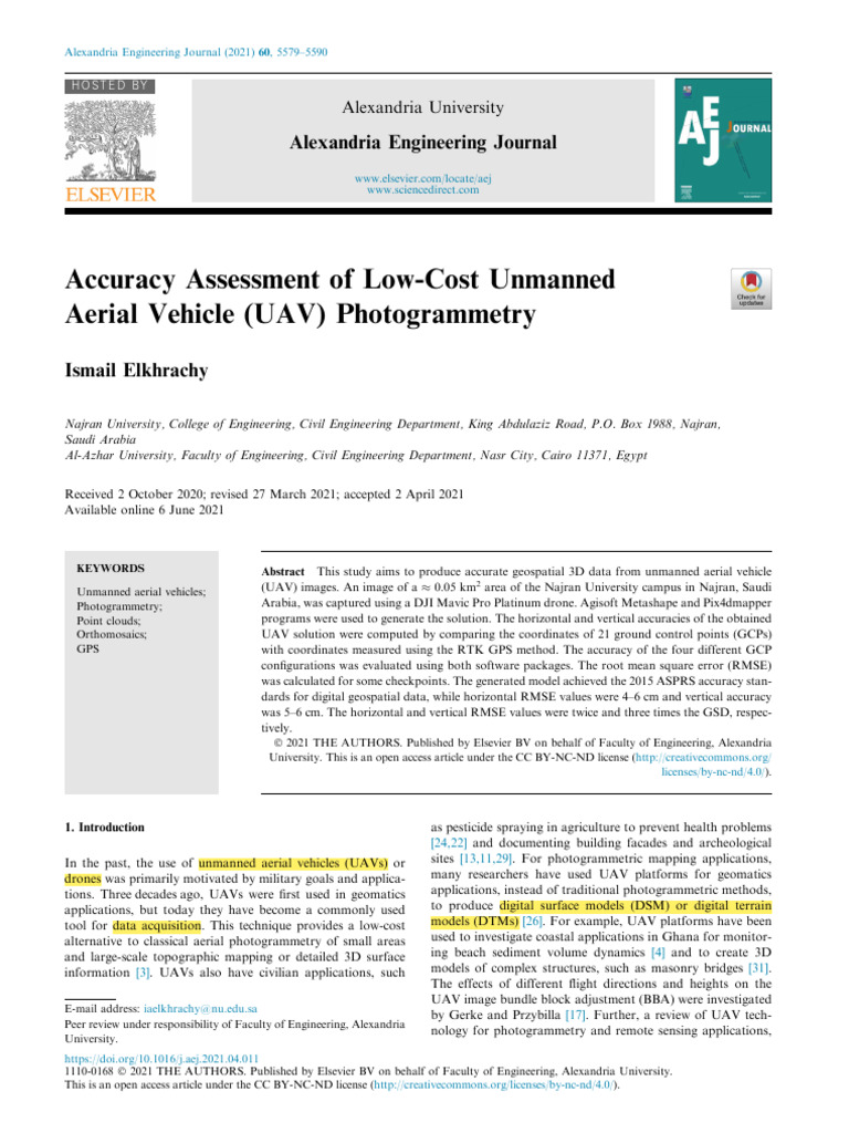 UAV Photogrammetry Accuracy Assessment | PDF | Unmanned Aerial Vehicle ...