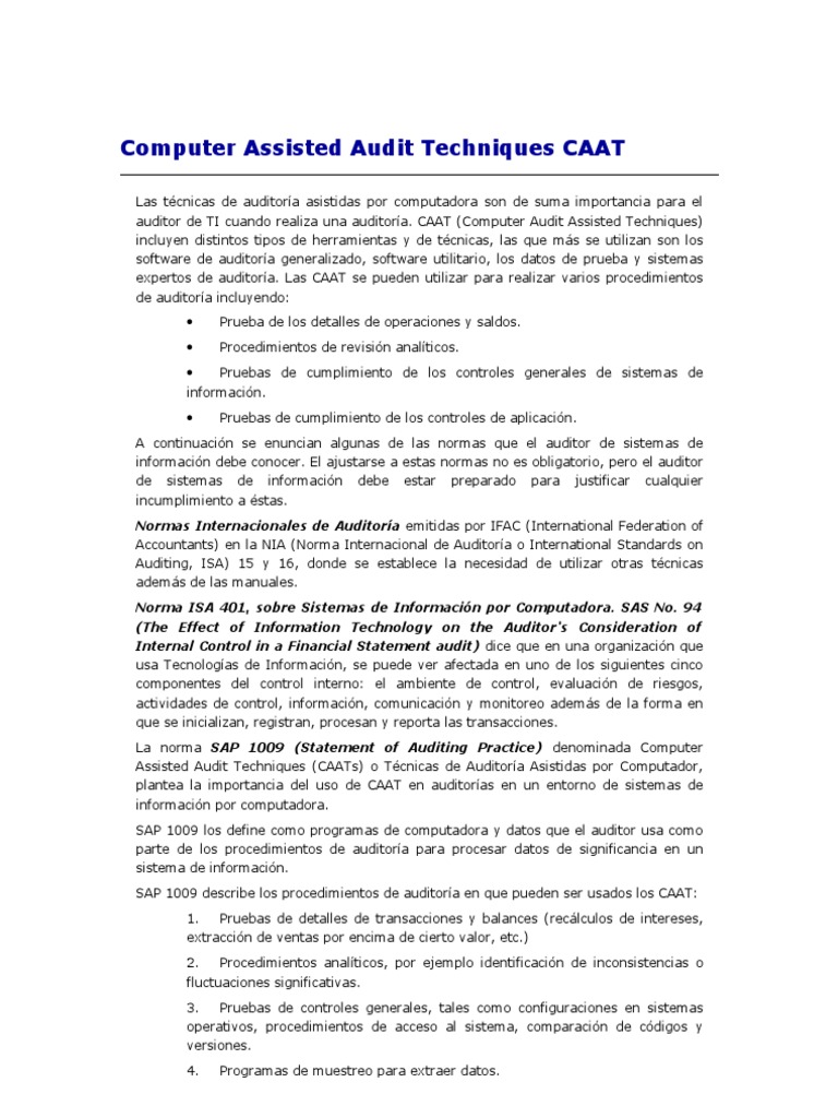 Técnicas de Auditoría Asistidas por Computadora | PDF | Auditoría ...