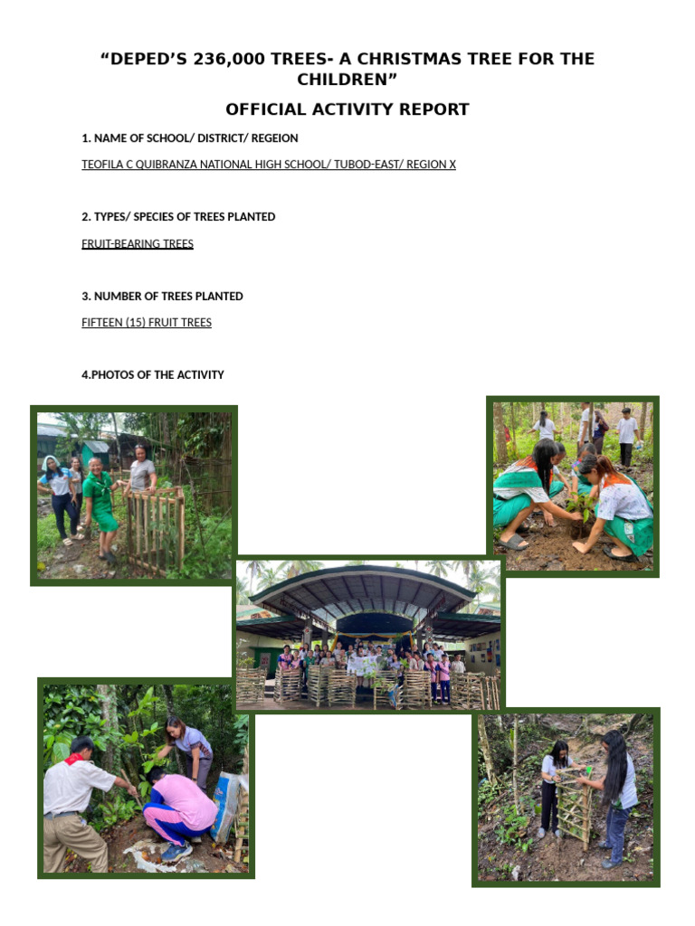 Tcqnhs Tree Planting Report | PDF