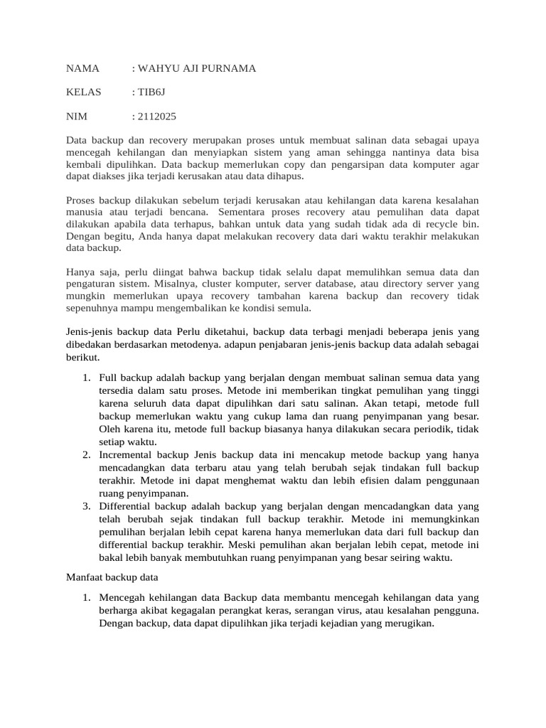 Panduan Backup dan Recovery Data Efektif | PDF | Bisnis | Teknologi ...