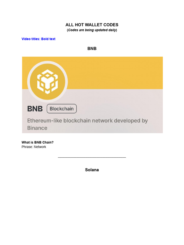 Daily Updated Hot Wallet Codes | PDF