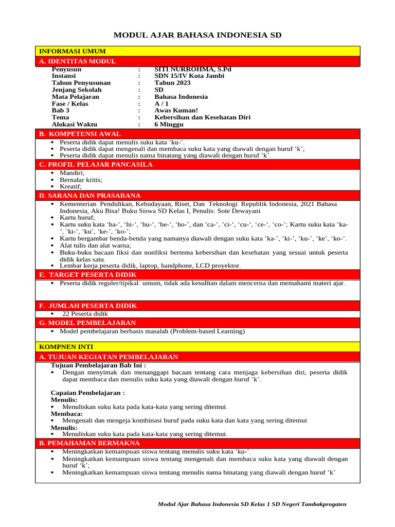Modul Ajar Bahasa Indonesia BAB 3 | PDF | Karier & Perkembangan