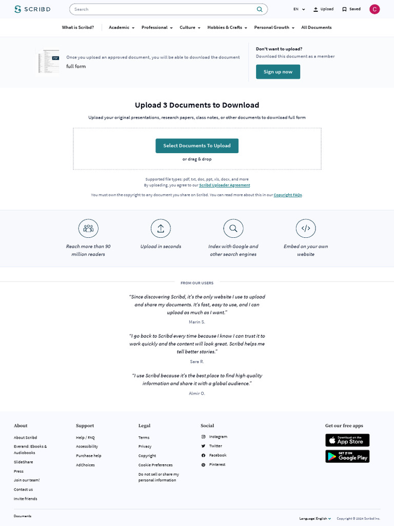 Upload A Document - Scribd | PDF | Scribd | Websites
