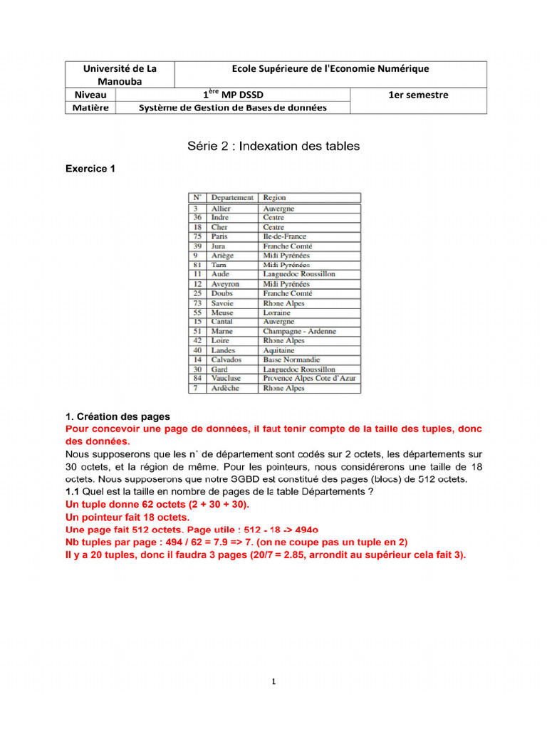Série 3 - Indexation - Correction Part I | PDF