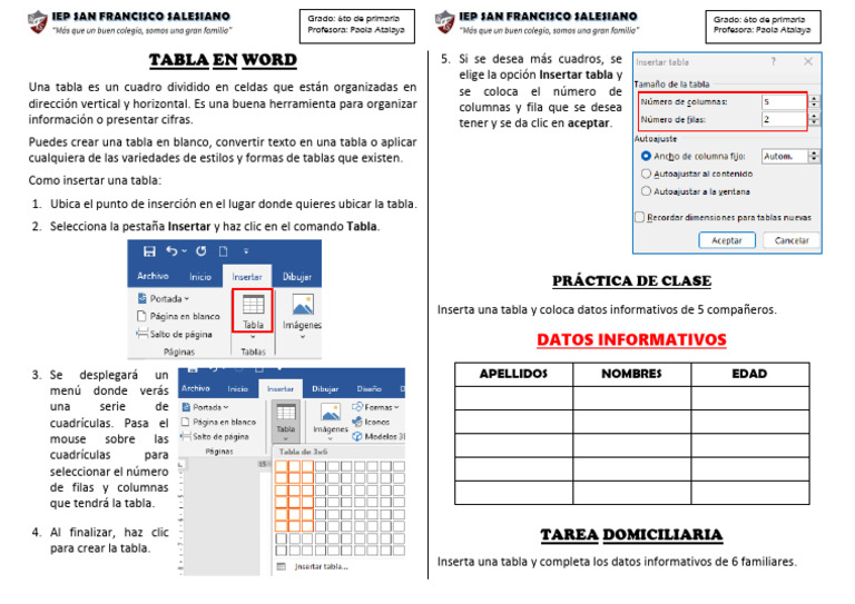 Cómo Insertar Tablas en Word 2013 | PDF