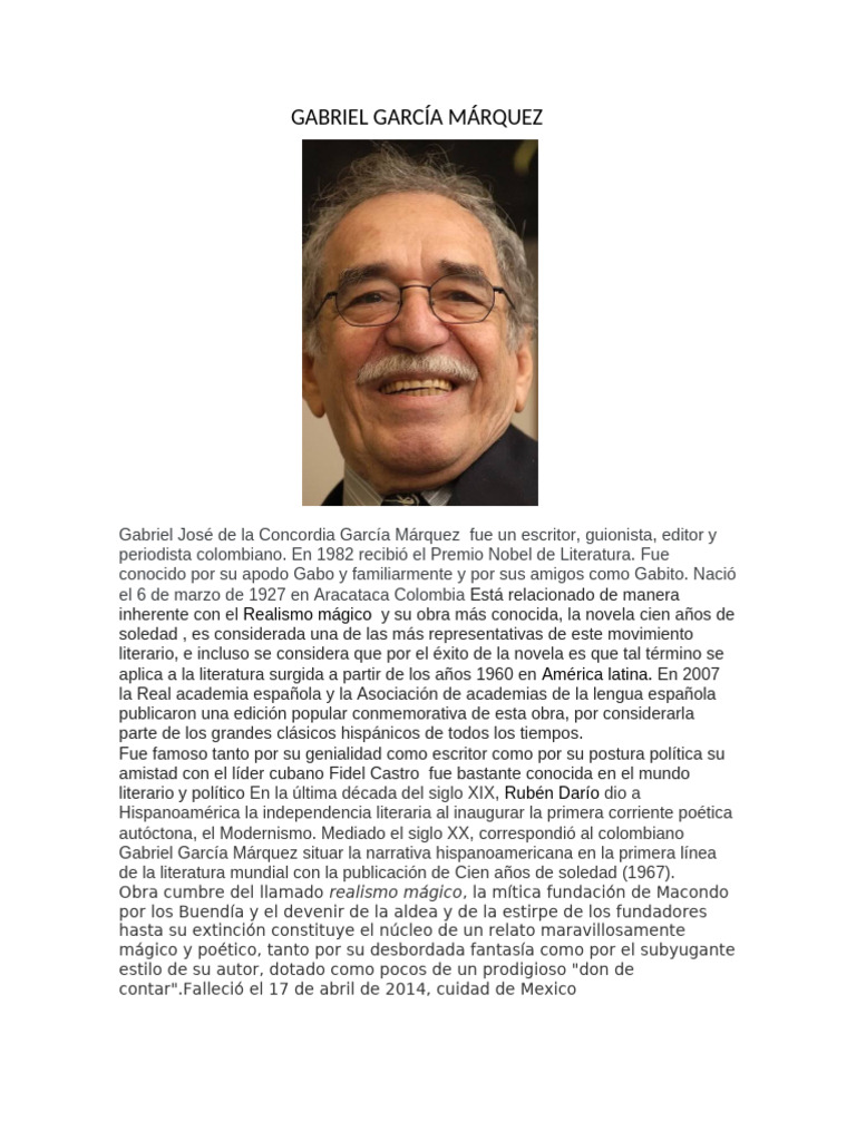 Gabriel Garcia Marquez | PDF | Poesía | Ficción general