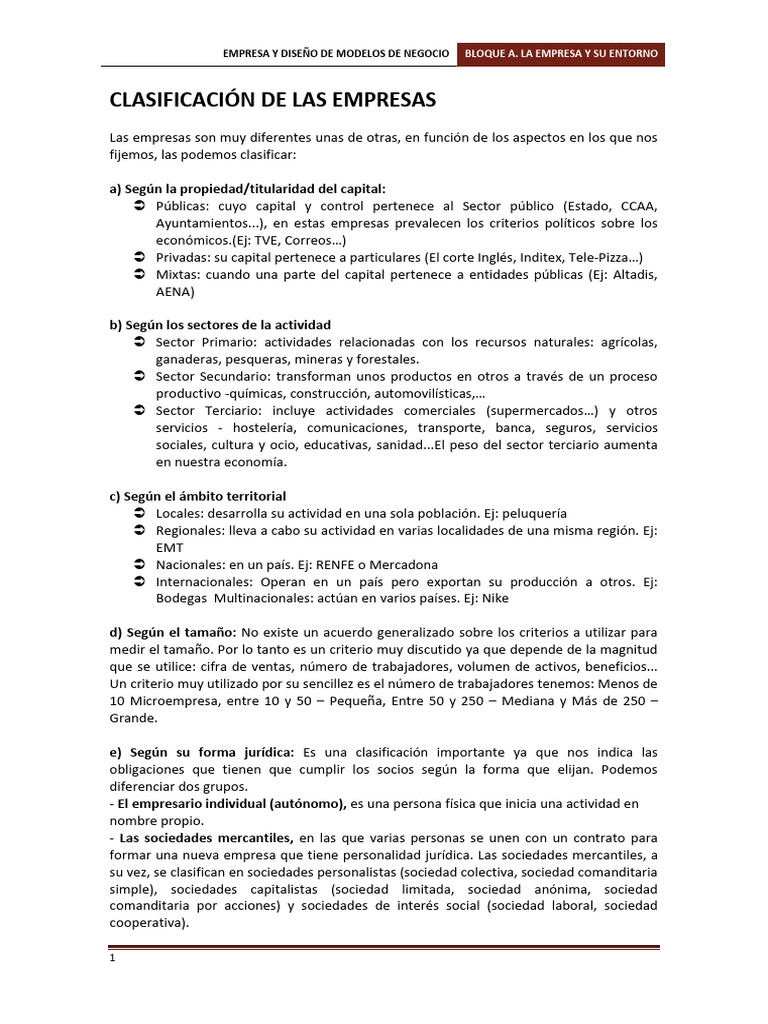 Clasificación de Empresas y Sectores | PDF | Business | Sociedad