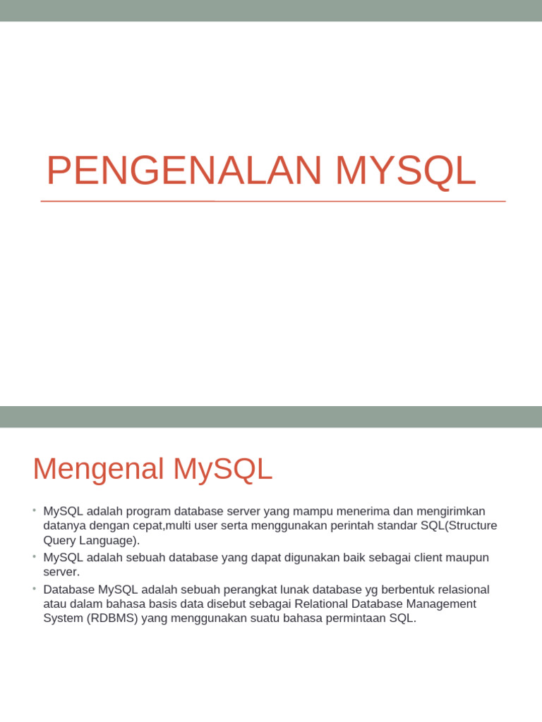 Pengenalan MySQL: Fitur dan Penggunaan | PDF