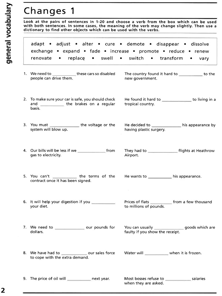 Verb Pair Exercises for Language Learning | PDF