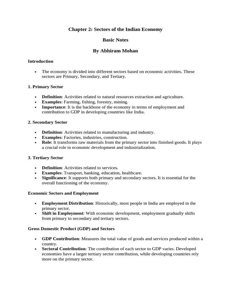 Sectors of the Indian Economy Overview | PDF | Gross Domestic Product ...