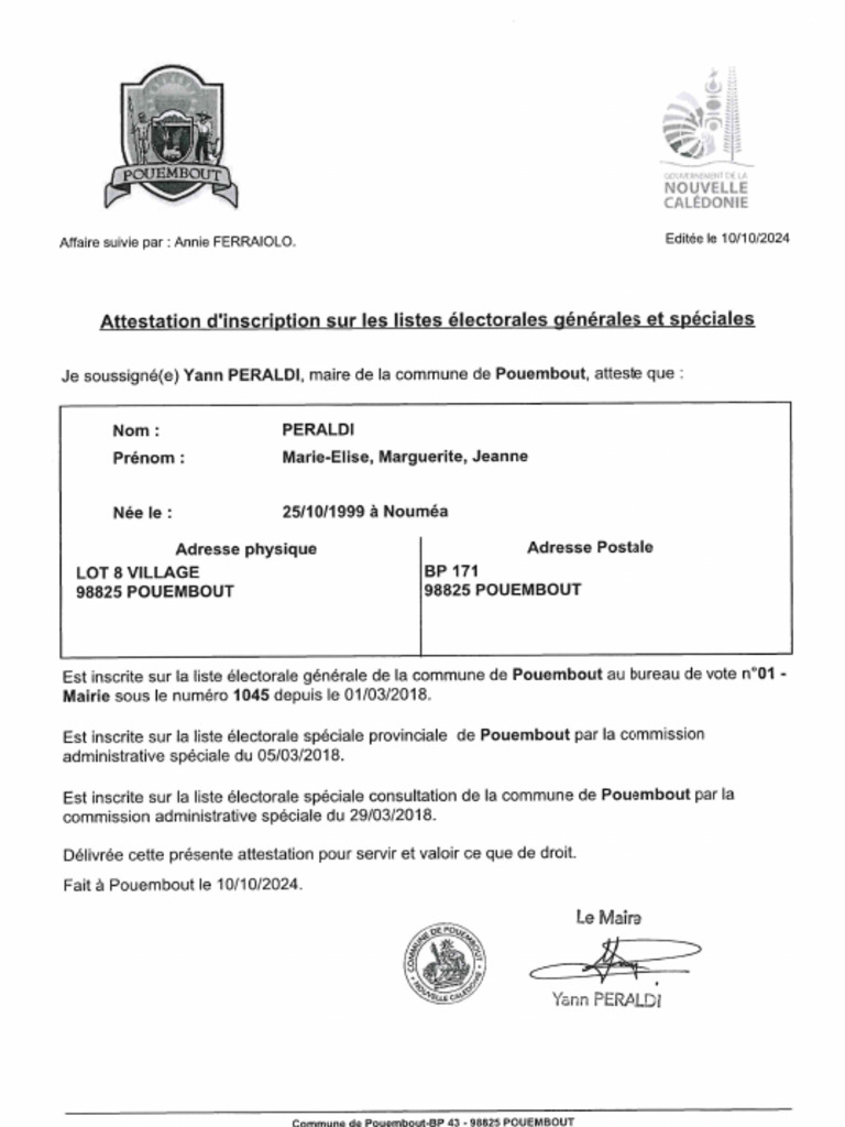 Attestation Liste Électorale | PDF