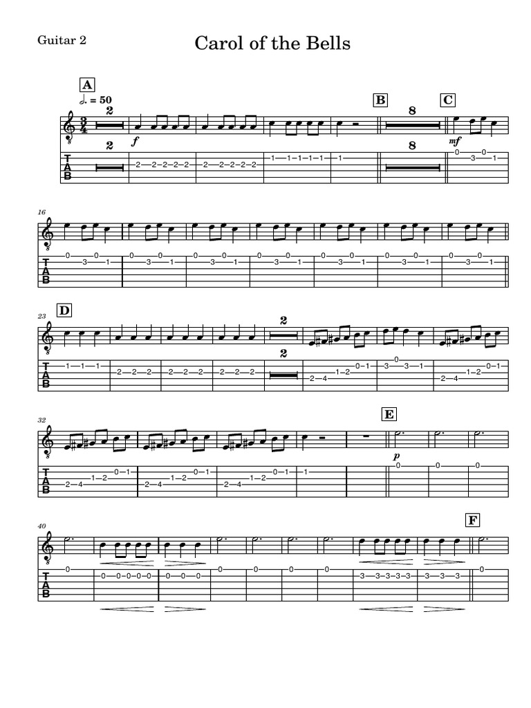 Guitar Sheet Music: Carol of the Bells | PDF