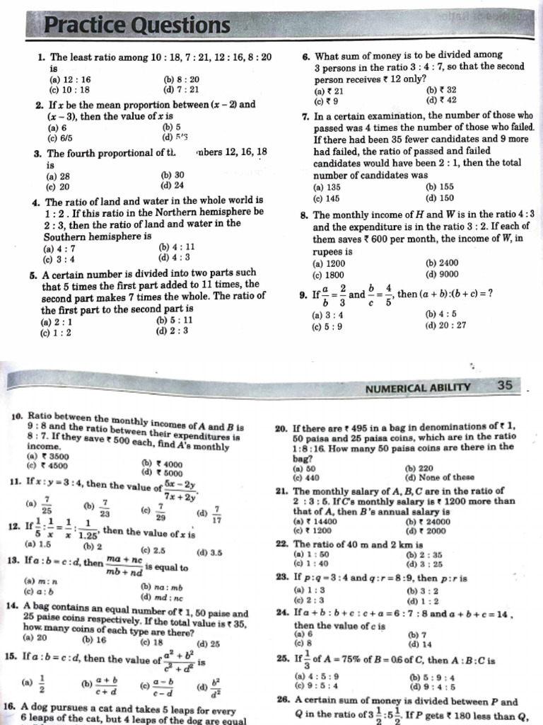 Ratio Prop Cuet Questions | PDF
