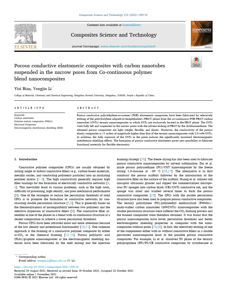 Porous Conductive Elastomer Composites | PDF | Carbon Nanotube ...