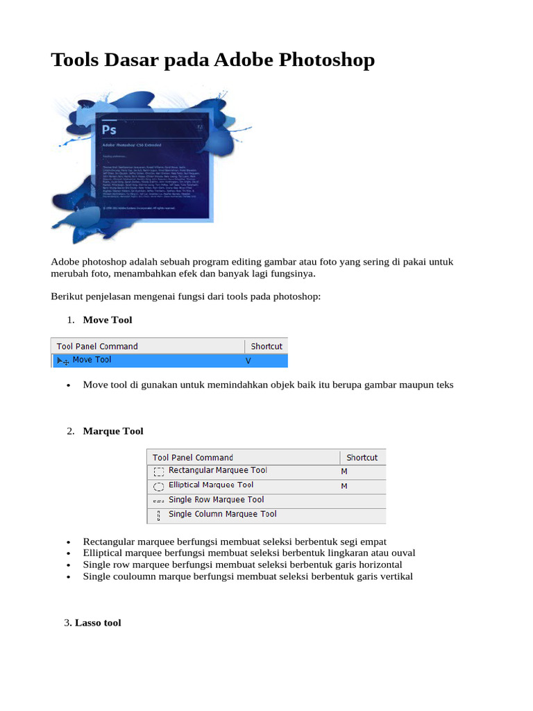 Fungsi Tools Dasar Adobe Photoshop | PDF