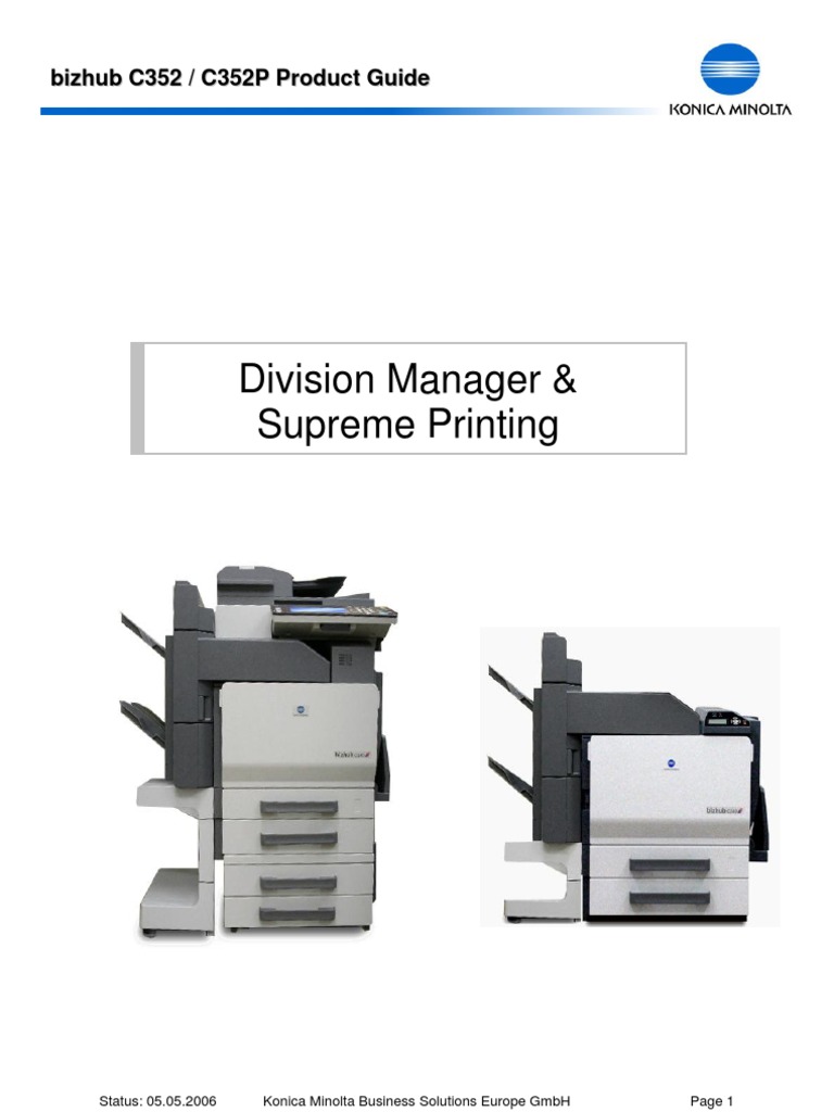 Bizhub C352 C352P Product Guide v1-2 | Image Scanner | Fax. Konica Minolta  750600 Full Service Manual ...