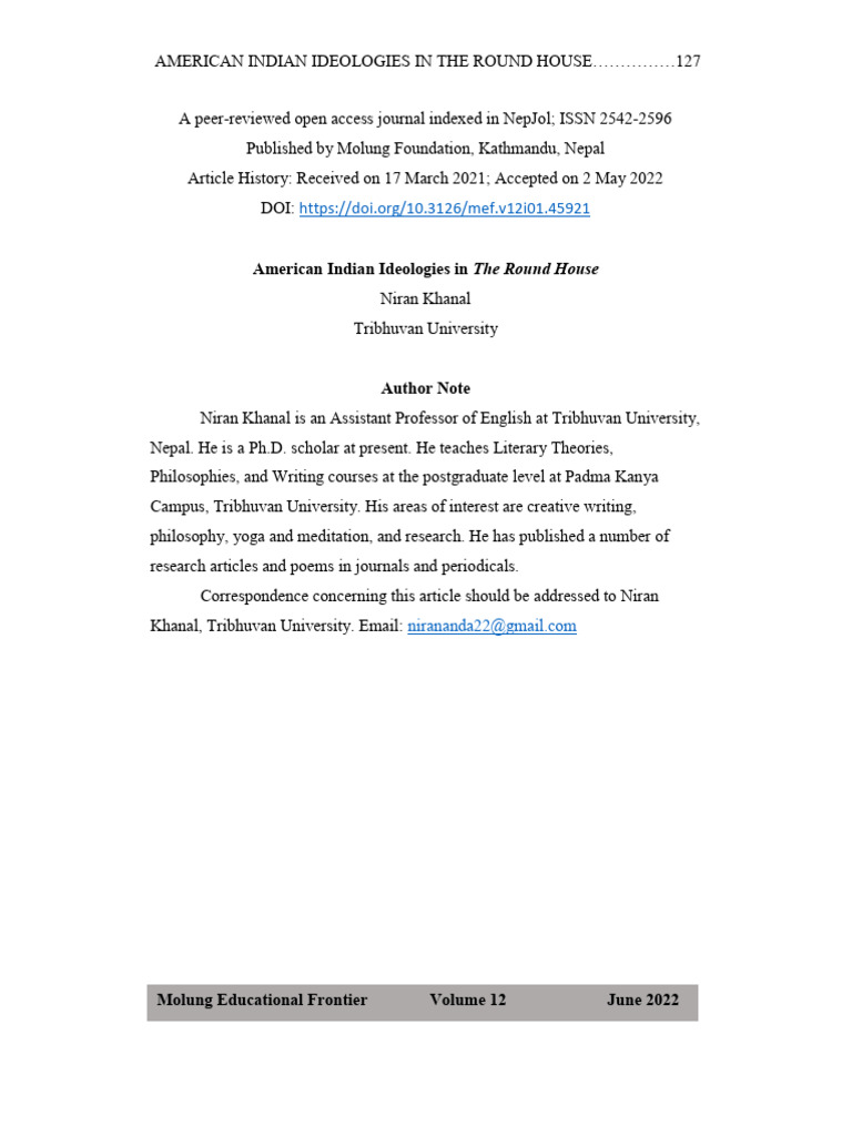 Native American Ideologies in The Round House | PDF | Native Americans ...