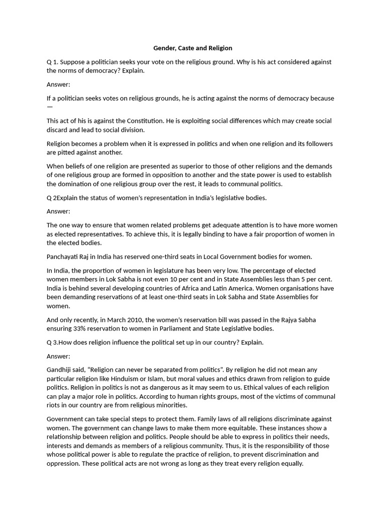 Gender, Caste and Religion | PDF | Caste | Discrimination