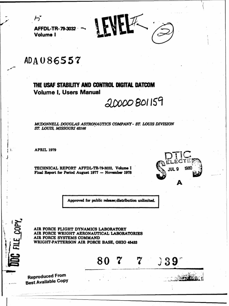 lab様 USAF Digital Datcom User Manual | PDF | Mach Number | Airfoil