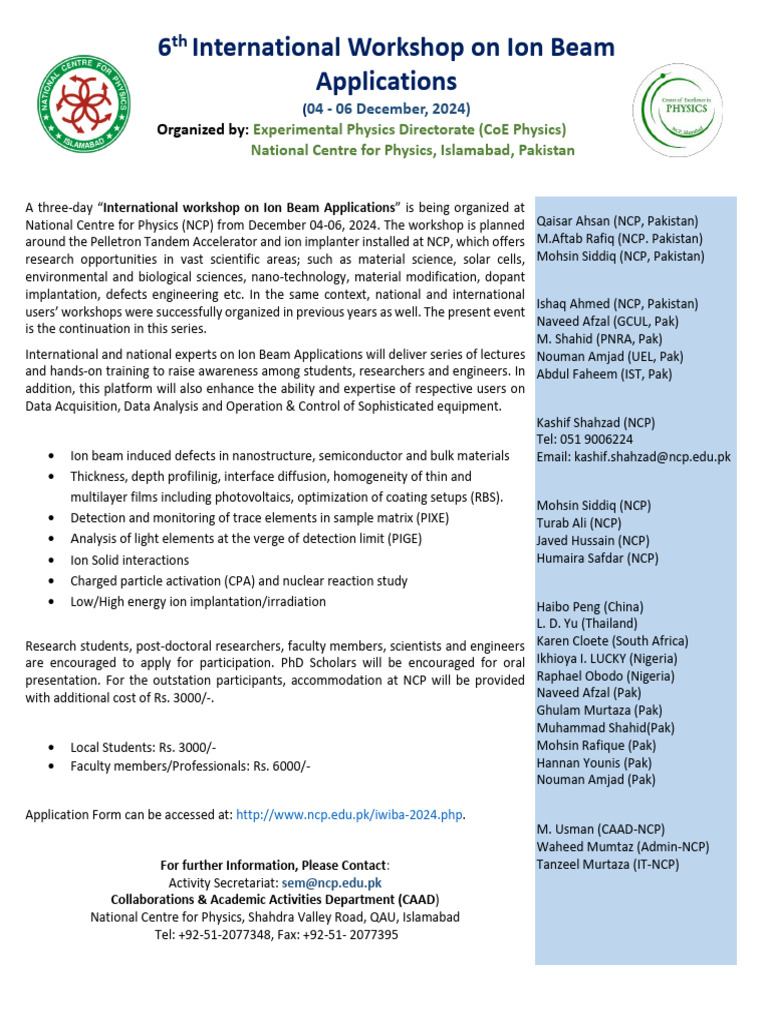 Ion Beam Workshop for Researchers | PDF | Condensed Matter Physics ...
