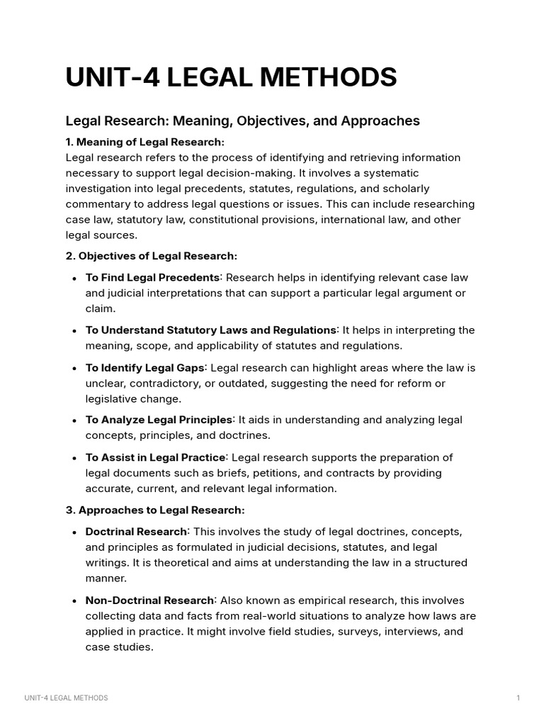 Legal Research Methods Overview | PDF | Methodology | Case Law