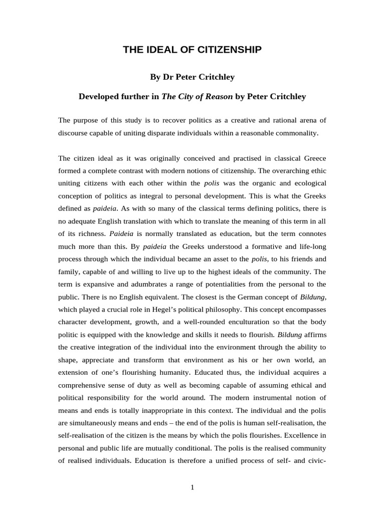 The Essence of Citizenship in Greece | PDF | Citizenship | Democracy