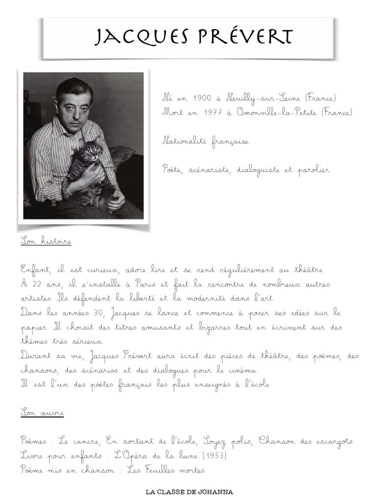 Jacques Prévert | PDF | Poésie | Classiques