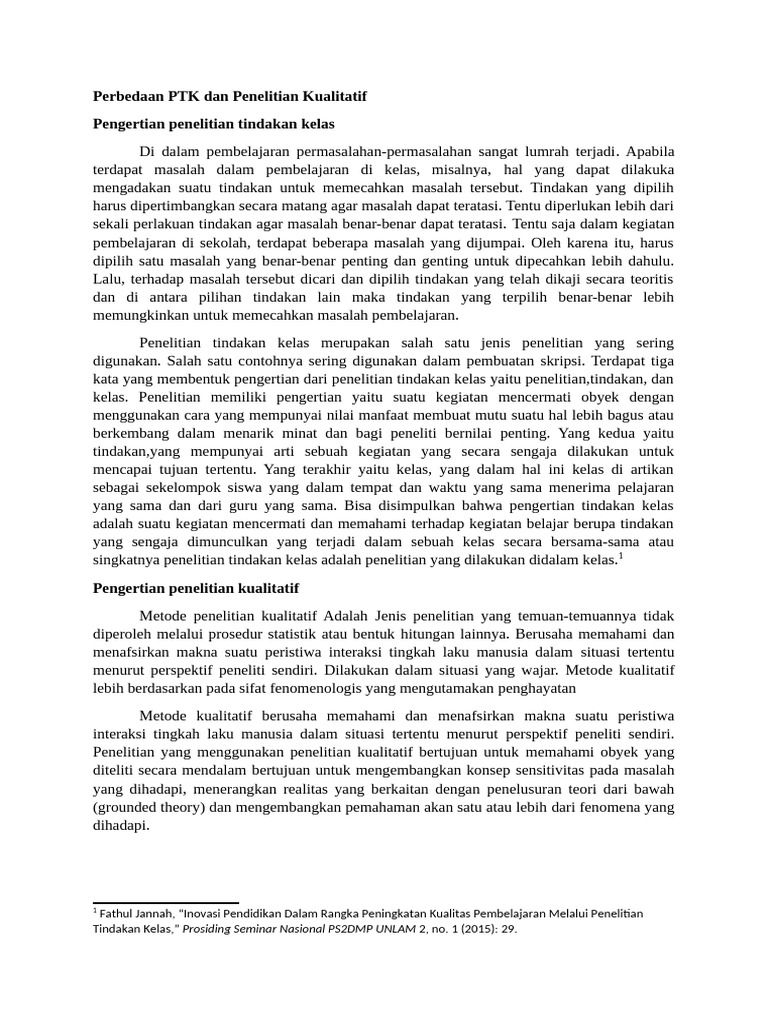 Perbandingan PTK dan Penelitian Kualitatif | PDF | Komputer