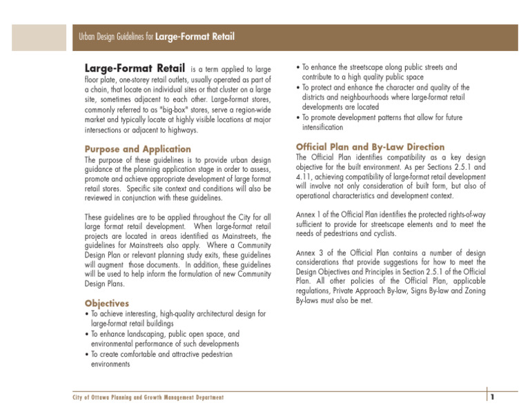 Ottawa Large-Format Retail Design Guidelines | PDF | Urban Design | Zoning