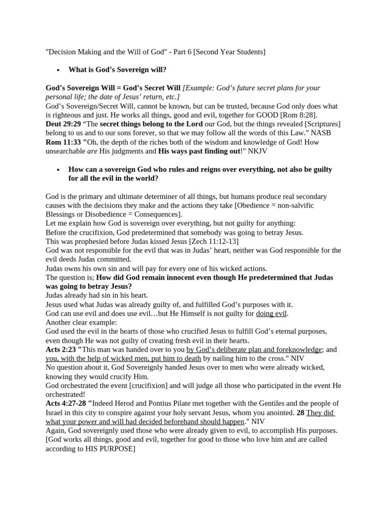 Decision Making and The Will of God | PDF | Judas Iscariot | Jesus