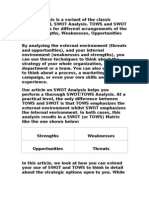 TOWS Analysis Is A Variant of The Classic Business Tool