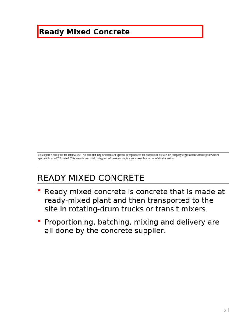 Ready Mixed Concrete | PDF | Concrete | Secondary Sector Of The Economy
