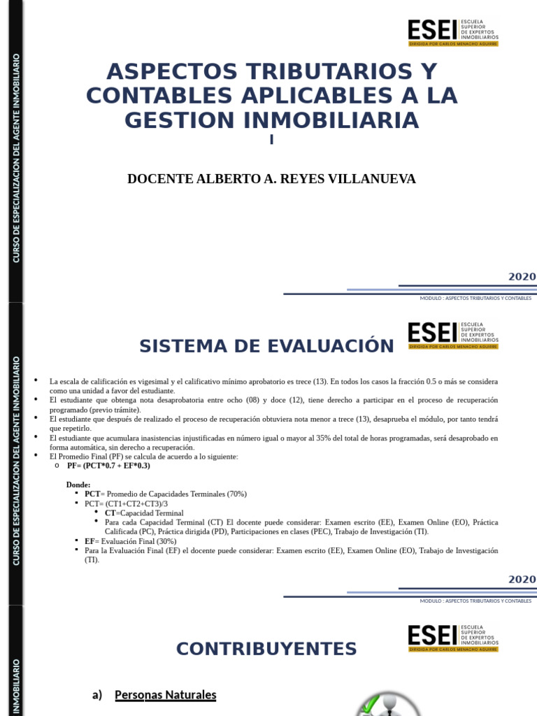 Aspectos Tributarios y Contables I Esei 2021 | PDF | Propiedad de la ...