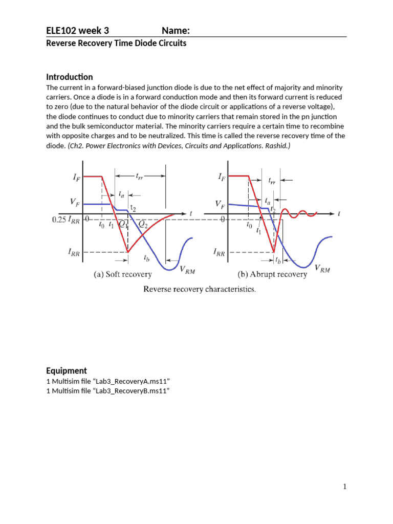Reverse Recovery Time in Diode Circuits | PDF | Diode | Electronic ...