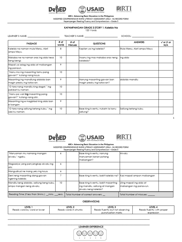MCRLA G3 Kapampangan Record-Form | PDF | Linguistics | Language Acquisition