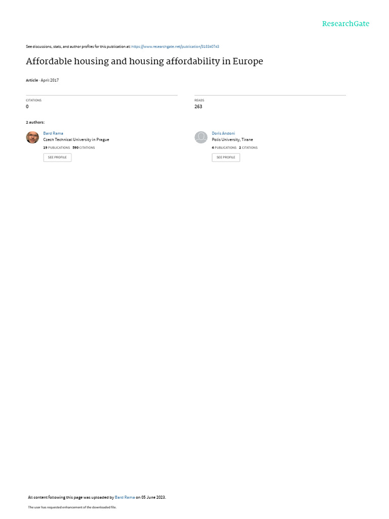 Affordable Housing And Housing Affordability Bard Edited Pdf