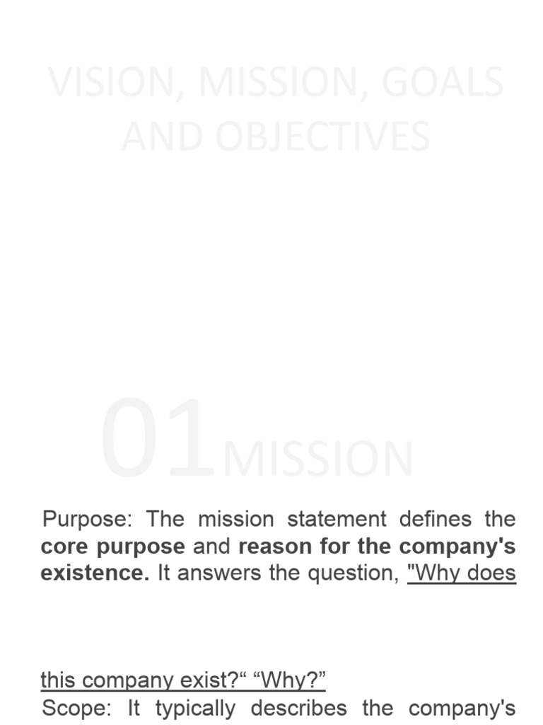 Vision, Mission, Goals and Objectives | PDF | Business