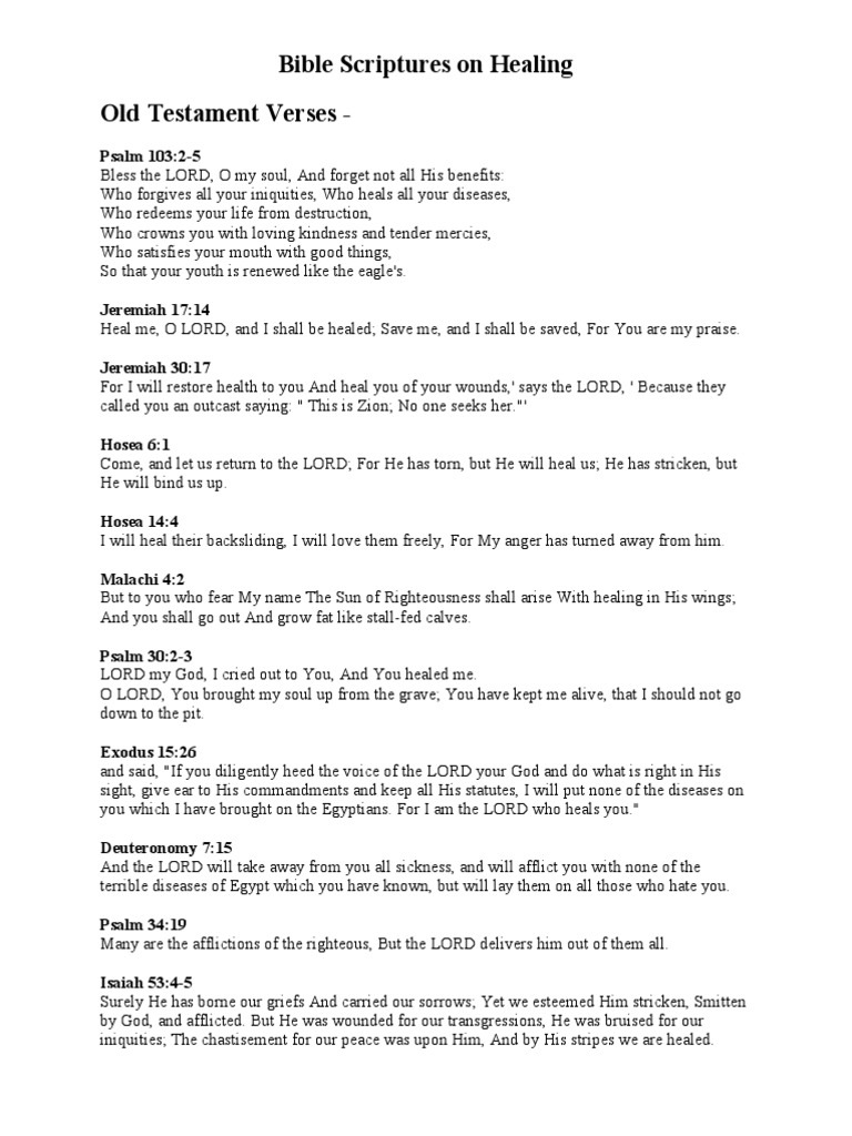 Biblical Healing Scriptures Overview | PDF | Gospel Of Matthew | Gospel ...